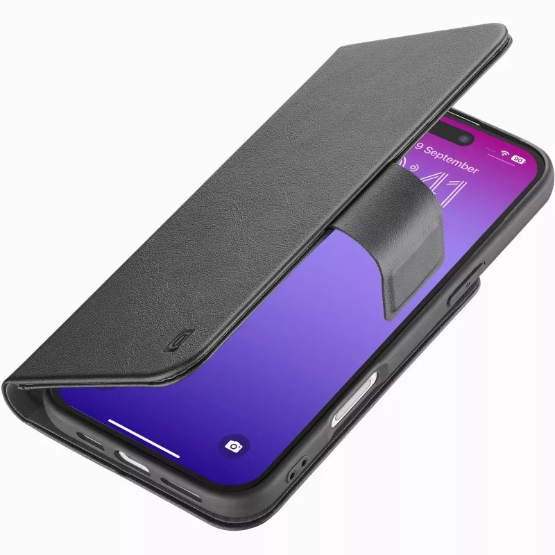 Cellularline Book Agenda – iPhone 17 Pro nahkajäljitelmäinen kirjakotelo magneettisulkimella