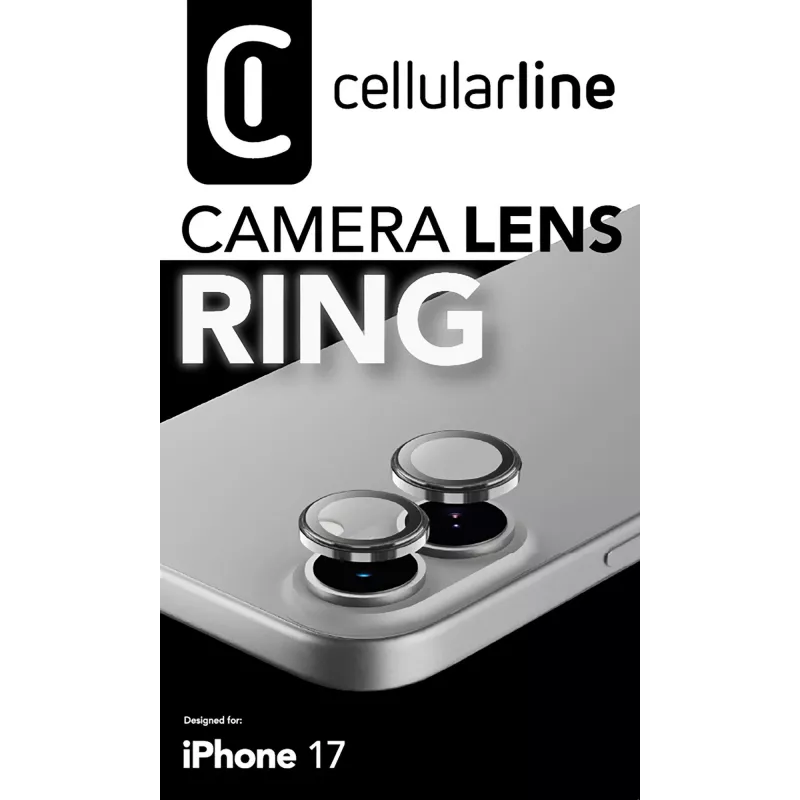 Cellularline kameralinssirengas - iPhone 17 karkaistu lasi kameransuojaukseen