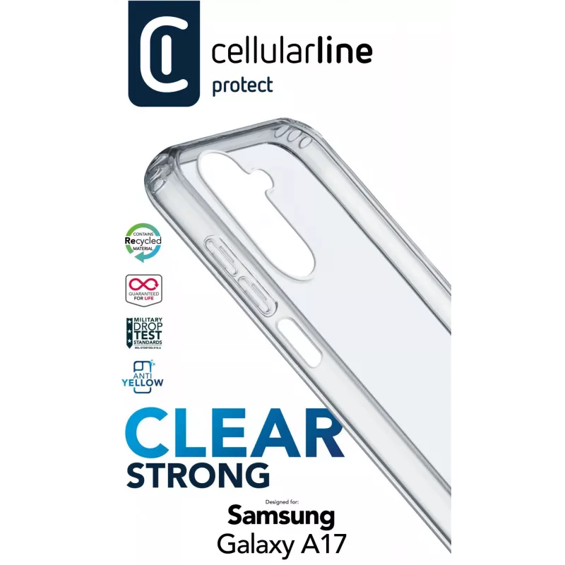 Cellularline Clear Strong – Galaxy A17 kova kuori kumireunoilla