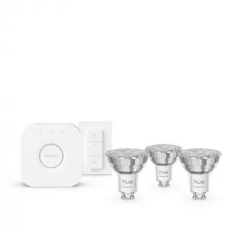 Philips Hue White and Colour Ambience Essential -aloituspakkaus: 3 GU10 älylamppua (345 lm) + himmennin