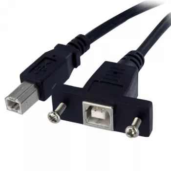 StarTech.com 3 ft paneeliasennettava USB-kaapeli B - B - F/M, 0,91 m, USB B, USB B, USB 2.0, 0,48 Gbit/s, musta