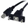 StarTech.com 3 ft paneeliasennettava USB-kaapeli B - B - F/M, 0,91 m, USB B, USB B, USB 2.0, 0,48 Gbit/s, musta