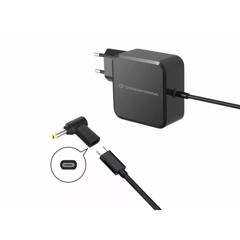 Conceptronic ABBY15PC06 DC–USB-C-adapteri, Lenovo/Asus/Acer/Toshiba 4,0x1,7 mm, 18–20 V