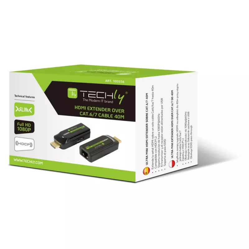 Techly IDATA EXT-E70S AV-jatko AV-lähetin ja -vastaanotin musta
