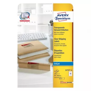 Itseliimautuva tarra Avery J4722-25 pyöristetty suorakaide läpinäkyvä