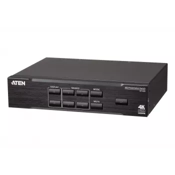 ATEN 4 x 2 True 4K esitysmatriisikytkin, mediaesitysmatriisikytkin, 4096 x 2160 pikseliä, 4096 x 2160, 3840 x 2160, musta, metalli, painikkeet