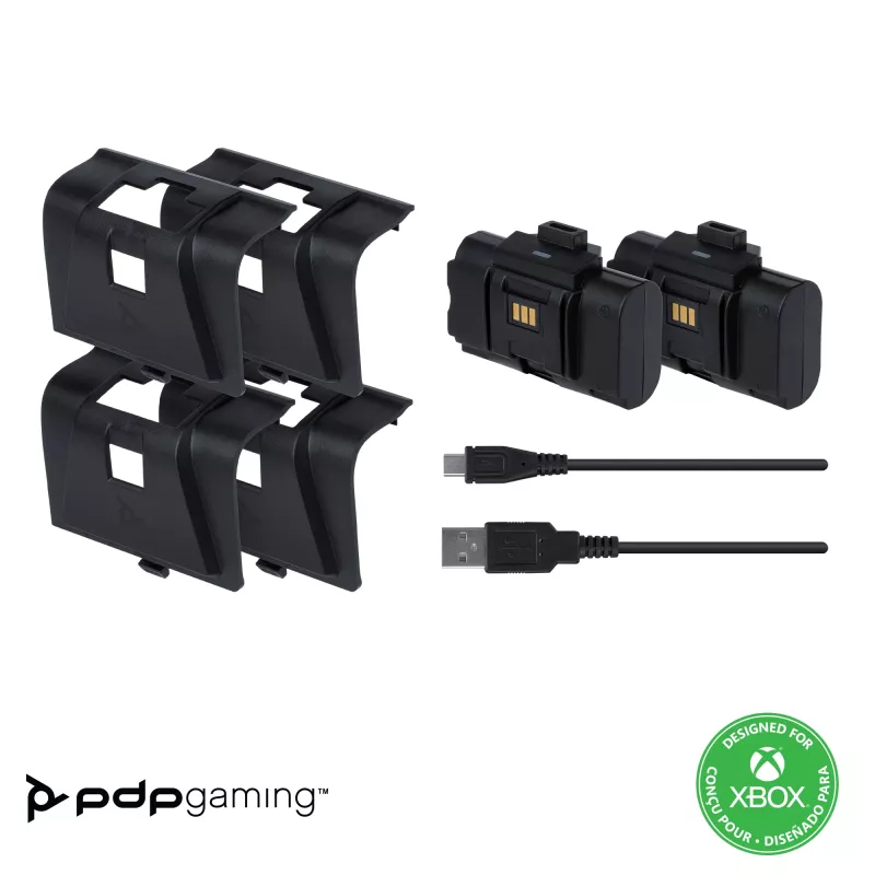 PDP Gaming Play & Charge -sarja, Xbox One, peliohjaimen akku, musta, polykarbonaatti, 3 m, Microsoft