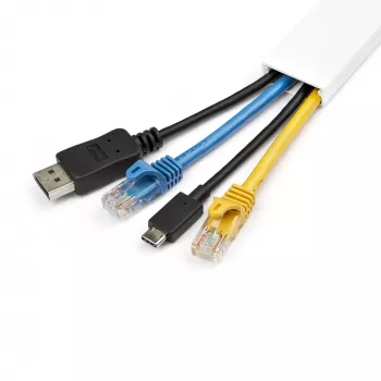 StarTech.com tukeva kaapelikanava teipillä & kannella, 32 mm L x 11 mm K – 1 m pituus, PVC verkko-/virtakaapelien piilotukseen/seinäkaapelikanava, enintään 12 kaapelia, UL-hyväksytty