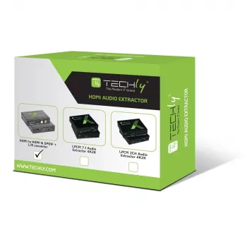 Techly -äänierotin HDMI SPDIF + RCA R/L IDATA HDMI-EA, 5 V, 77 mm, 64 mm, 23 mm, 351 g
