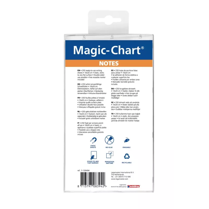 Magic-Chart-muistilehtiö Legamaster 10x20cm lajiteltu 250 kpl