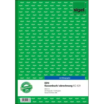 Sigel KG429 kassakirja veropalkilla (EDV), A4, 2 x 50 sivua