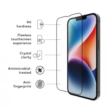 dbramante1928 Eco-Shield iPhone 13 13 Pro 14 musta reuna pölyä ja naarmuja kestävä näytönsuoja karkaistusta lasista