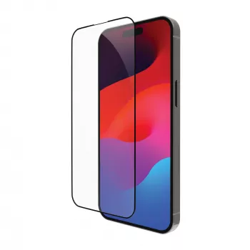 Näytönsuojakalvo kirkas bramante eco-shield iPhone 15 Pro:lle, läpinäkyvä mustalla reunalla