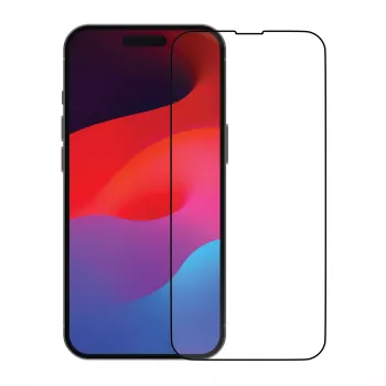 Näytönsuojakalvo kirkas bramante eco-shield iPhone 15 Pro:lle, läpinäkyvä mustalla reunalla