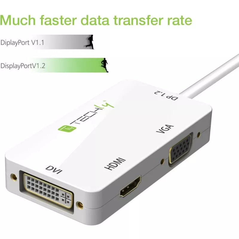 Techly-adapteri 3 in 1 Mini DisplayPort (Thunderbolt) HDMI / DVI / VGA IADAP MDP-COMBOF12