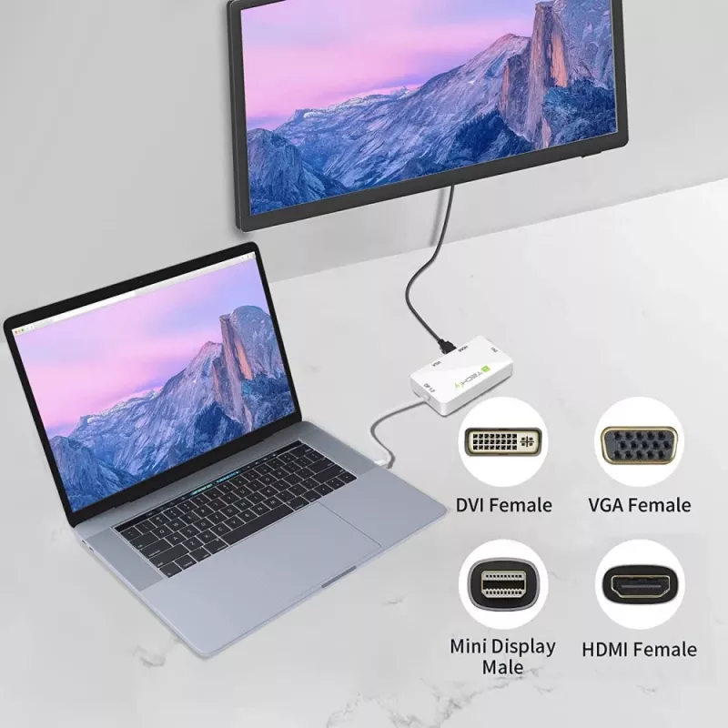 Techly-adapteri 3 in 1 Mini DisplayPort (Thunderbolt) HDMI / DVI / VGA IADAP MDP-COMBOF12