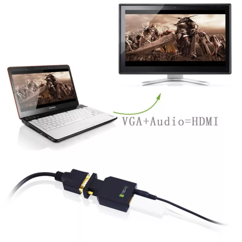 Techly mini-muunnin VGA ja audio HDMI:ksi IDATA VGA-HDMINI