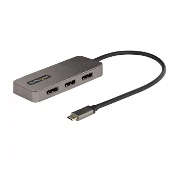 StarTech.com 3-porttinen USB-C-moninäyttösovitin, USB Type-C - 3x DisplayPort 1.4 MST -keskitin, kolminkertainen 4K 60Hz DP-kannettavan näytön jatko / jakaja, HDR, erittäin pitkä sisäänrakennettu kaapeli - vain Windows