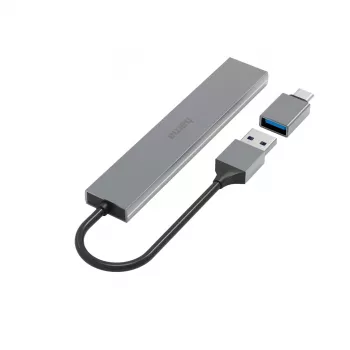 Hama 00200141 USB-keskitin USB 3.2 Gen 1 (3.1 Gen 1) Type-A 5000 Mbit/s harmaa