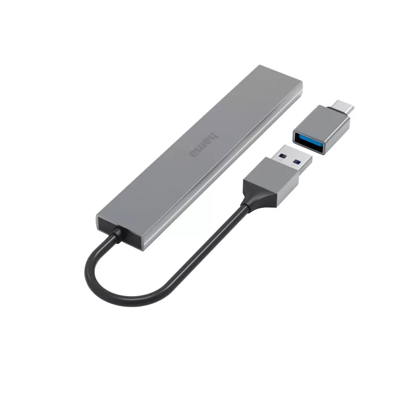 Hama 00200141 USB-keskitin USB 3.2 Gen 1 (3.1 Gen 1) Type-A 5000 Mbit/s harmaa