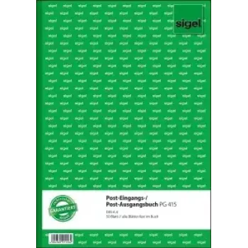 Sigel PG415 lomakekirja saapuneelle/lähtevälle postille, A4, 50 arkkia