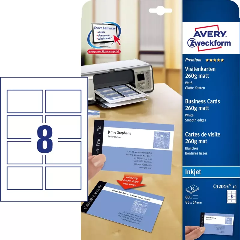 Käyntikorttipaperi Avery C32015-10
