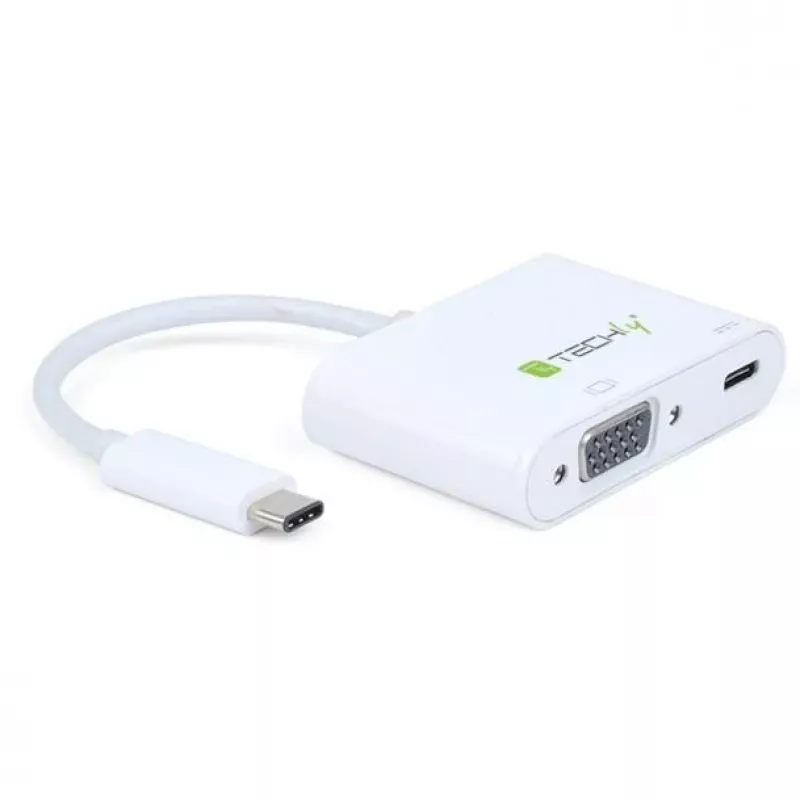 Techly muunnoskaapeli adapteri USB-VGA-C, C-Port USB-lataustoiminto IADAP USB31-VU31