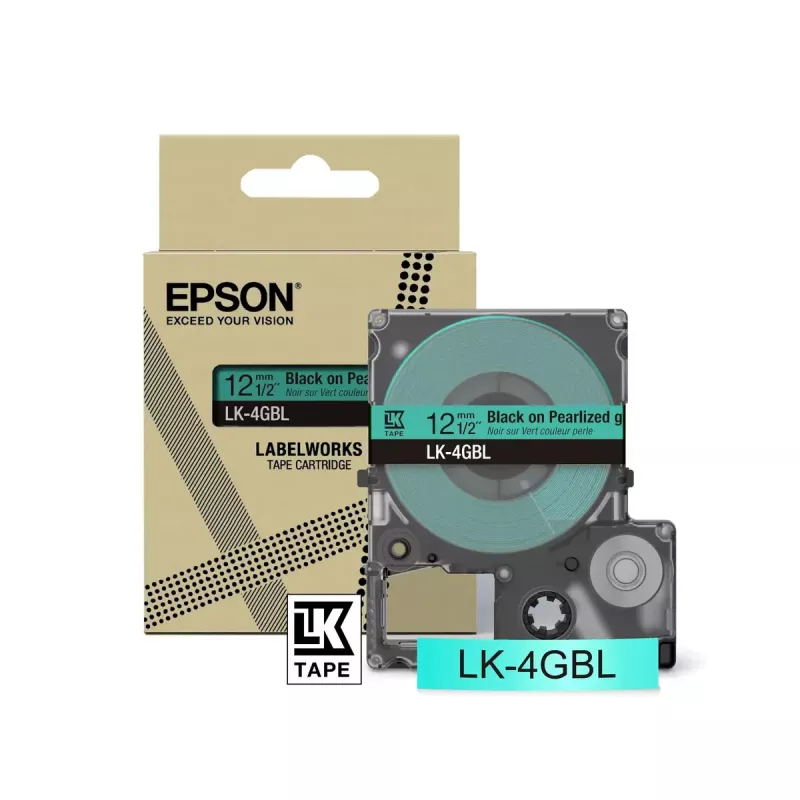 Tarratulostinnauha Epson LK-4GBL musta vihreällä 1,2 cm x 9 m
