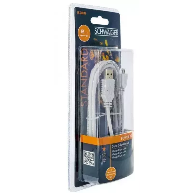 USB-kaapeli Schwaiger LK200M532 2m USB A - Micro-USB A valkoinen