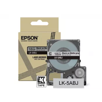 Epson matta nauha – harmaa/musta 18 mm (8 m) – LK-5ABJ, musta harmaalla, LK, Rhino, LabelWorks LW-C410, LabelWorks LW-C610, 1,8 cm, 8 m