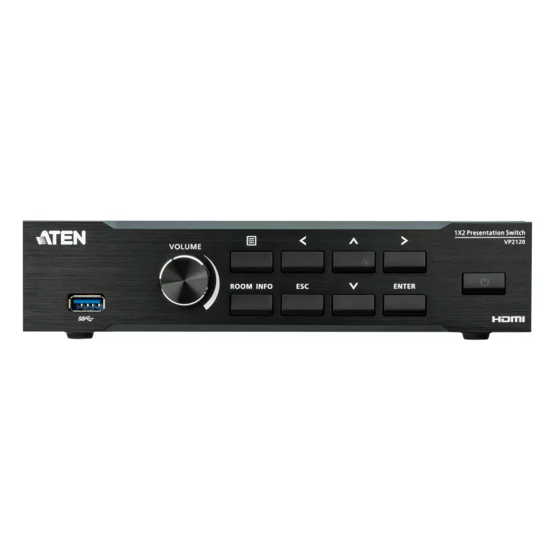 ATEN saumaton esityskytkin Quad V, HDMI, USB Type-A, metalli, musta, 60 Hz, 15 m