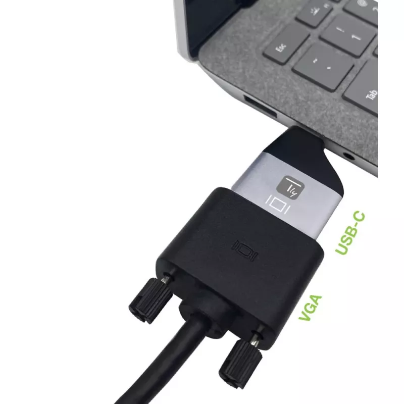 Techly IADAP USBC-VGAC USB-näytönohjainadapteri 1920 x 1200 pikseliä musta, hopea