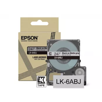 Epson matta nauha – harmaa/musta 24 mm (8 m) – LK-6ABJ, musta harmaalla, LK, musta, harmaa, Epson, LabelWorks LW-C610, 2,4 cm