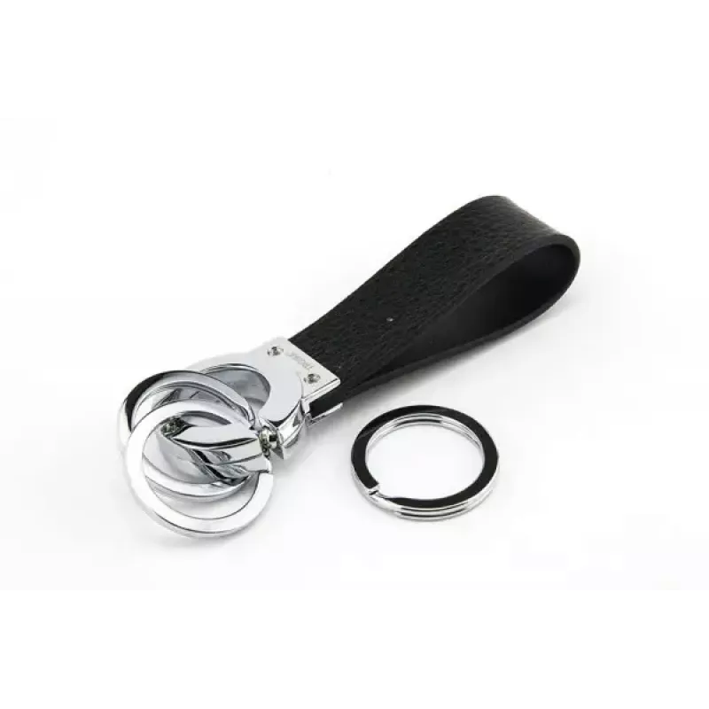 Avainrengas TROIKA KR8-02/LE musta hopea nahka 31 mm