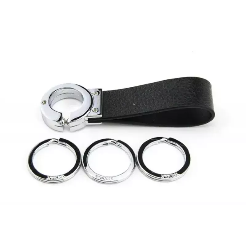 Avainrengas TROIKA KR8-02/LE musta hopea nahka 31 mm