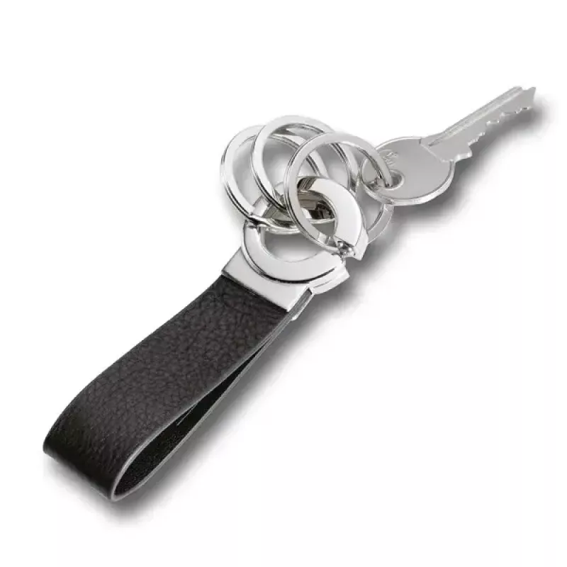 Avainrengas TROIKA KR8-02/LE musta hopea nahka 31 mm