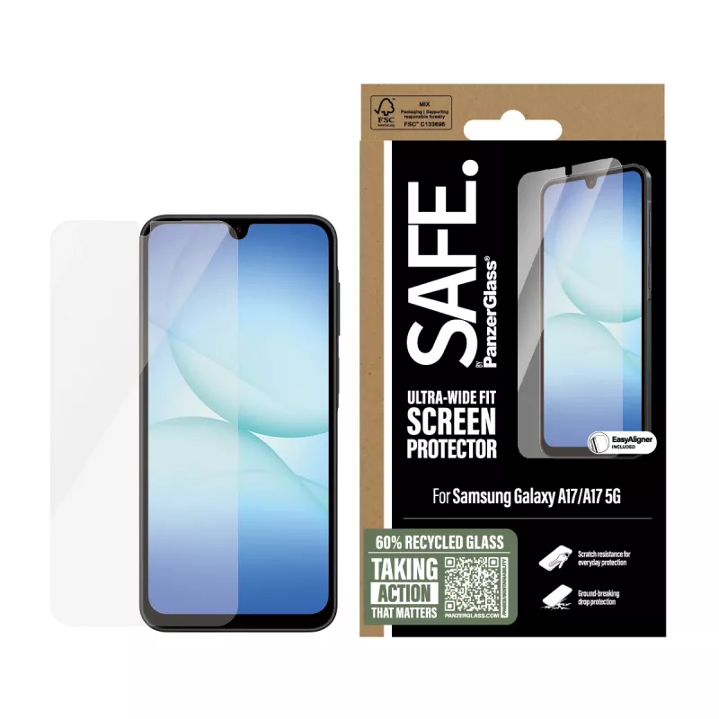 PanzerGlass SAFE. by ® näytönsuoja Samsung Galaxy A17 | A17 5G | Ultra-Wide Fit EasyAligner-telineellä