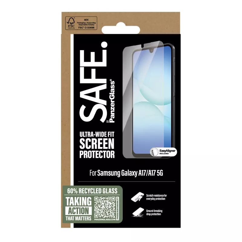 PanzerGlass SAFE. by ® näytönsuoja Samsung Galaxy A17 | A17 5G | Ultra-Wide Fit EasyAligner-telineellä