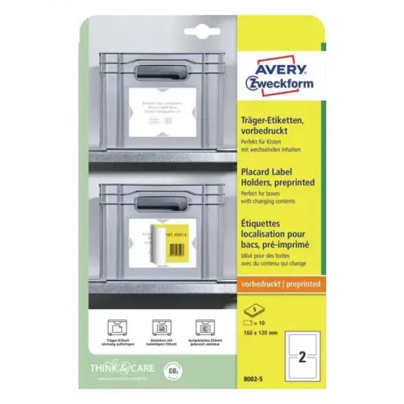 Avery Placard Label Holders vaaleanharmaa itseliimautuva tulostintarra A4