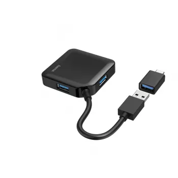 Hama USB-keskitin, 4 porttia, USB 3.2 Gen 1, 5 Gbit/s, sis. USB-C-sovittimen