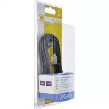 Verkkokaapeli Schwaiger 6,0 m RJ-11 - RJ-45 6 m musta