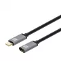 Techly USB 3.2 Gen 2 USB-C M/F -kaapeli 1 m musta, 1 m, USB-C, USB-C, USB 3.2 Gen 2 (3.1 Gen 2), 10 Gbit/s, musta, harmaa