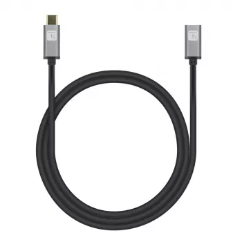 Techly USB 3.2 Gen 2 USB-C M/F -kaapeli 1 m musta, 1 m, USB-C, USB-C, USB 3.2 Gen 2 (3.1 Gen 2), 10 Gbit/s, musta, harmaa