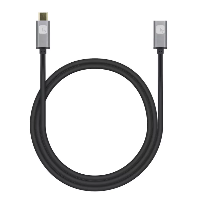 Techly USB 3.2 Gen 2 USB-C M/F -kaapeli 1 m musta, 1 m, USB-C, USB-C, USB 3.2 Gen 2 (3.1 Gen 2), 10 Gbit/s, musta, harmaa