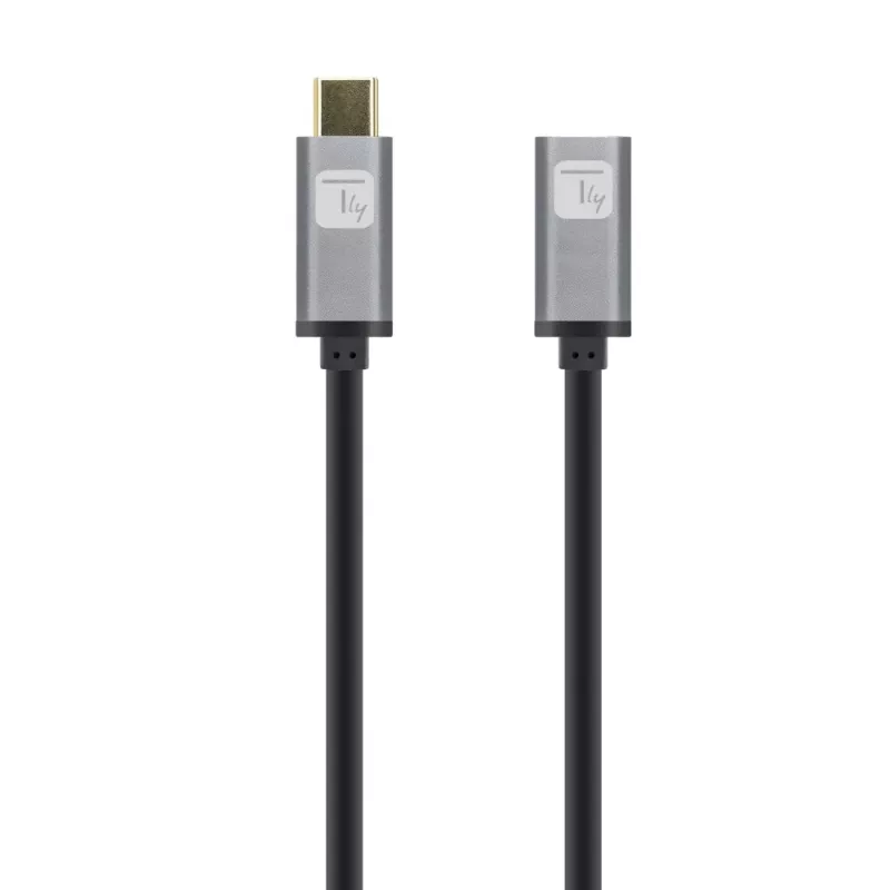 Techly USB 3.2 Gen 2 USB-C M/F -kaapeli 1 m musta, 1 m, USB-C, USB-C, USB 3.2 Gen 2 (3.1 Gen 2), 10 Gbit/s, musta, harmaa