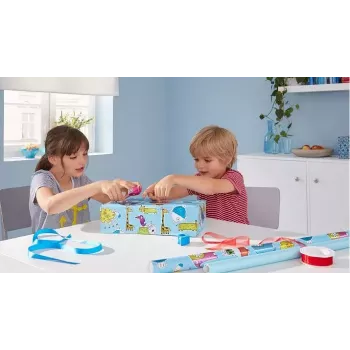tesa minikäsiteline tesafilm 19 mm x 10 m -teipillä, sininen/punainen