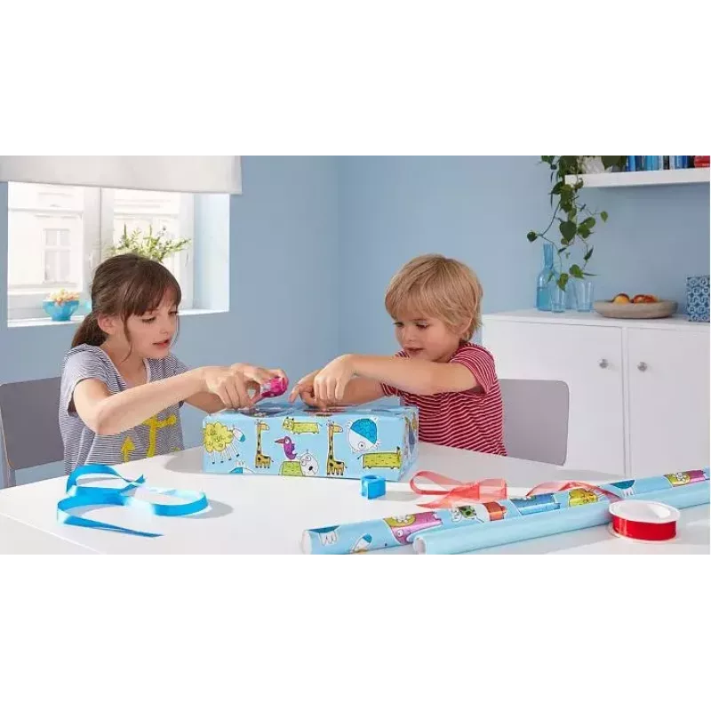 tesa minikäsiteline tesafilm 19 mm x 10 m -teipillä, sininen/punainen