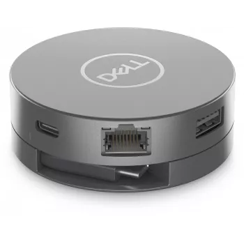 DELL 6-in-1 USB-C-moniporttisovitin - DA305, johdollinen, USB 3.2 Gen 2 (3.1 Gen 2) Type-C, 10,100,1000 Mbit/s, hopea, 3840 x 2160 pikseliä, Dell