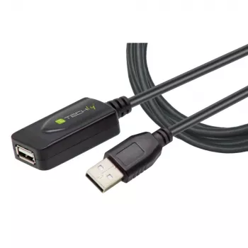 Techly IUSB-REP20TY USB-kaapeli USB 2.0 5 m USB A musta