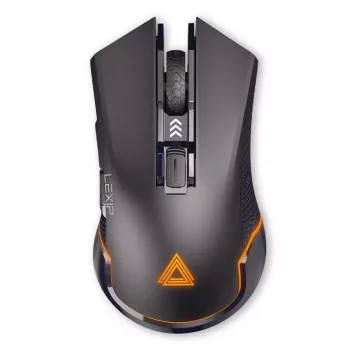 Lexip Ar18 – langaton pelihiiri keraamisilla liukupinnoilla, oikeakätinen, optinen, RF Wireless + USB Type-A, 4800 DPI, musta